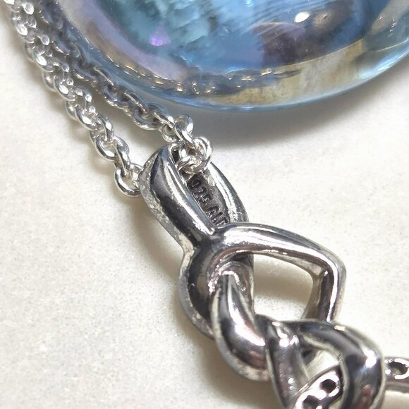 Authentic Pandora Sterling Silver Heart Knot Necklace Adjustable Length 24 In CZ - Picture 5 of 7